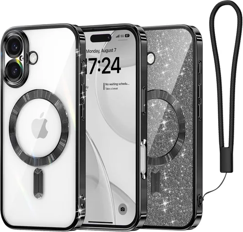 Vista 77 de Meifigno Serie Candy Mag Funda diseñada para el iPhone 15 Pro Max, [compatible con MagSafe][Tarjeta brillante y correa de muñeca] Protección elevada