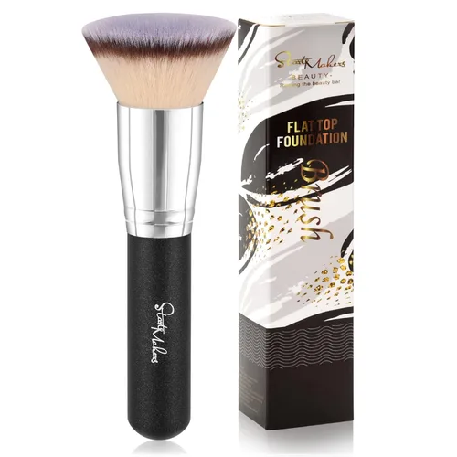 Brocha de base Kabuki de parte superior plana, brochas de maquillaje para maquillaje líquido, mezcla de crema mineral, polvo, pulir punteado,