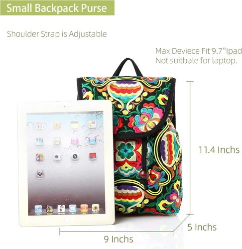 Vista 5 de Goodhan - Mochila de viaje para mujer, diseño clásico de bordado étnico