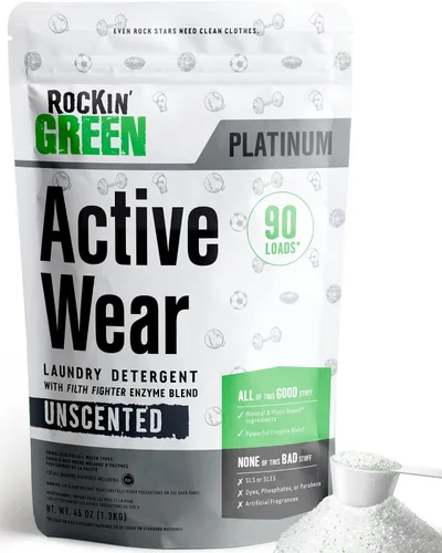 Rockin' Green Detergente para ropa sucia, a base de plantas, detergente en polvo natural para ropa, vegano y biodegradable, seguro para pieles