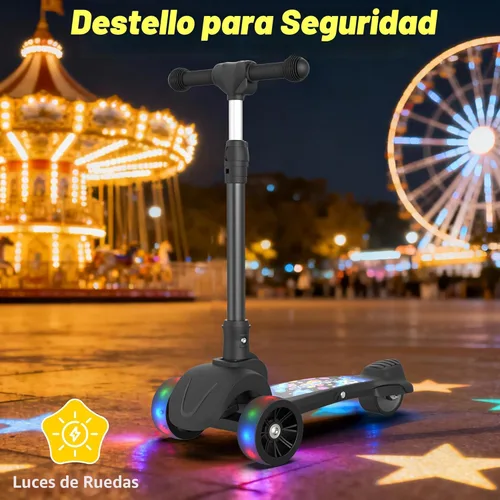 Vista 7 de Electric Scooter for Kids, 80W Motor, 24V 62.4Wh Capacity Battery, Lighted Up Wheel, Adjustable Handlebar Height, Rear Fender Brake, Max Load 110 LBS