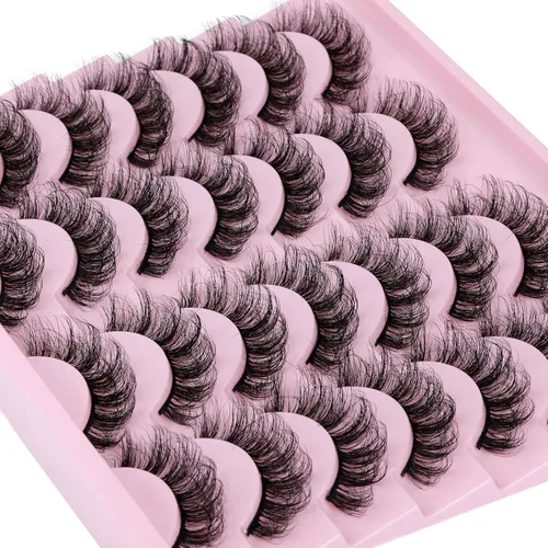 Vista 13 de Pestañas postizas de visón natural, efecto ojo de gato, finas, 16 mm, 5D, paquete de 14 pares de pestañas falsas de TNFVLONEINS