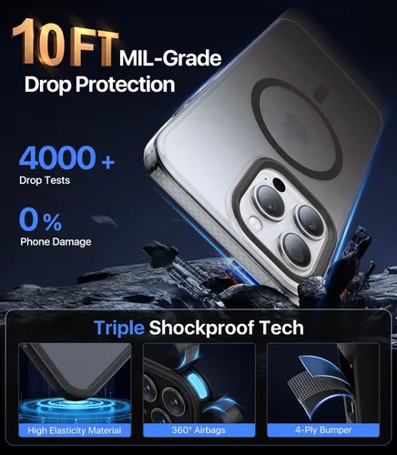 Vista 5 de Funda magnética diseñada para iPhone 13 Pro [compatible con Magsafe] [protección contra caídas de grado militar] Funda protectora a prueba de golpes