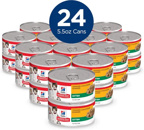 Vista 3 de Hill's Science Diet Kitten, Nutrición Premium para Gatito, Comida Húmeda para Gatos, Estofado de Pollo, Lata de 5.5 oz, Caja de 24