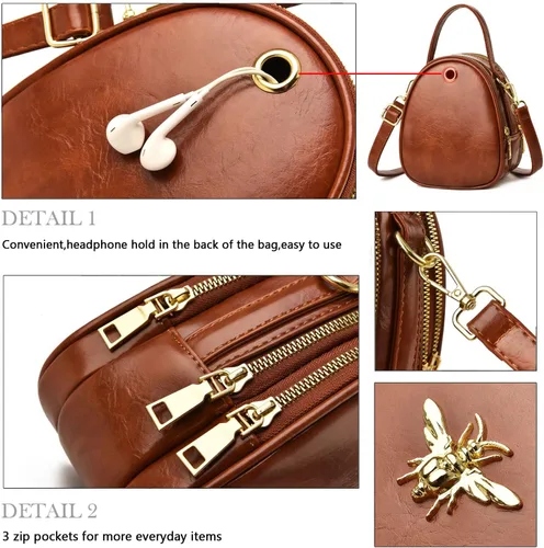 Vista 7 de Bandolera pequeña, bolsa elegante estilo mensajero, cartera, bolsa de mano para mujer