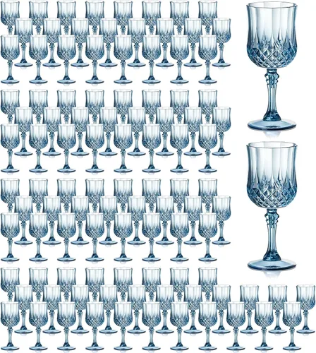 Vista 19 de XUWAIDSGN 16 Piezas Copas de Vino Vintage de Plástico de 7oz Vasos para Beber Irrompibles Cristalería para Bodas Copas de Agua de Cristal