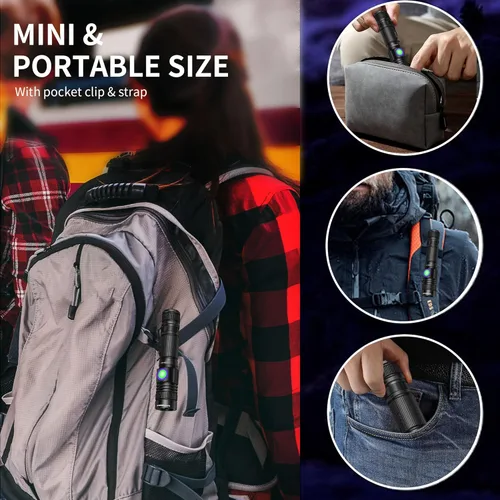 Vista 6 de DARKBEAM Linterna UV de 365 nm recargable de luz negra - Potentes mini linternas ultravioleta LED, lámpara portátil USB-C Woods - para detección