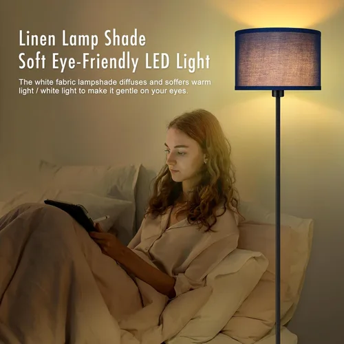 Vista 4 de Lámpara de pie BoostArea azul, lámpara de pie, lámparas de pie pequeñas para sala de estar, lámpara LED alta simple con pantalla, interruptor de pie