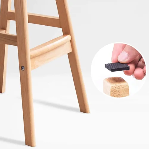 Vista 3 de Taburetes de bar de 31 pulgadas, taburetes de bar ergonómicos bien acolchados, patas de madera maciza, con reposapiés, silla de esponja de alta