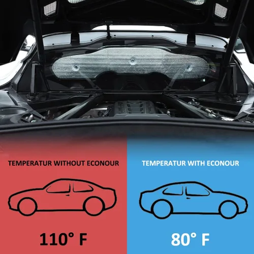Vista 3 de Parasol para parabrisas de automóvil compatible con Corvette C8, protección contra rayos UV, protector térmico de aluminio de polietileno y algodón