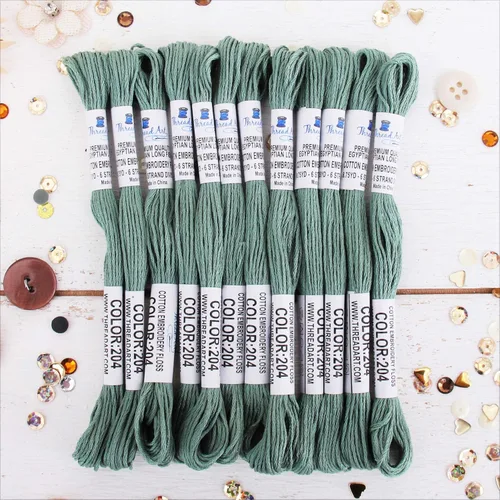 Vista 26 de 12 madejas ThreadArt Premium de hilo de bordar de algodón egipcio de fibra larga Gris antiguo 6 hilos divisibles de 8.75 yardas cada uno