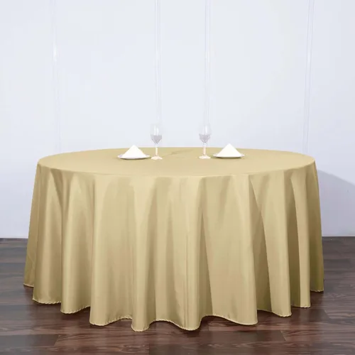 Vista 180 de Efavormart - Mantel redondo de poliéster para banquetes de boda, 90 pulgadas, color marfil