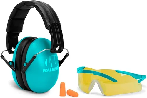 Vista 12 de Walker's Diadema acolchada plegable de perfil bajo para jóvenes y mujeres, orejeras de protección auditiva ajustable