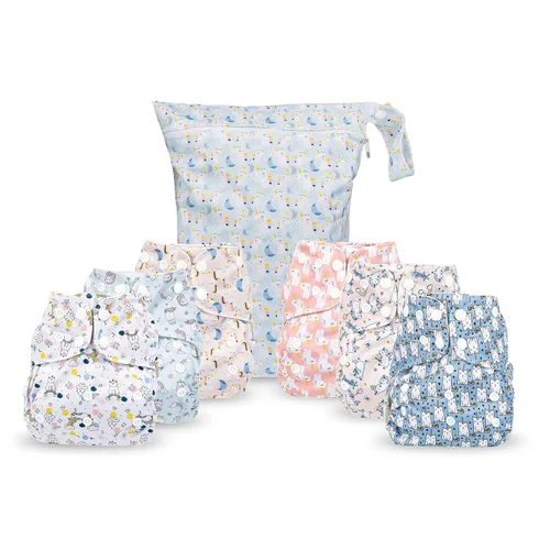 Vista 15 de Simple Being Pañales de tela reutilizables, doble refuerzo, talla única, lavables, suaves, absorbentes, impermeables, ecológicas, unisex, para bebé