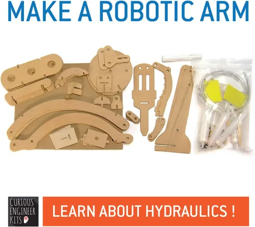 Vista 4 de Haz un kit de brazo robótico de madera que funcione Aprende sobre la dinámica de fluidos Hechos e instrucciones fáciles incluidos Kit