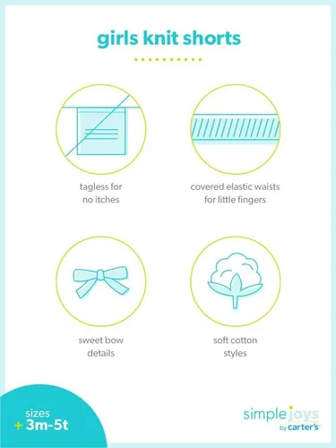 Vista 4 de Simple Joys by Carter's - Conjunto de 3 pantalones cortos de punto para niñas