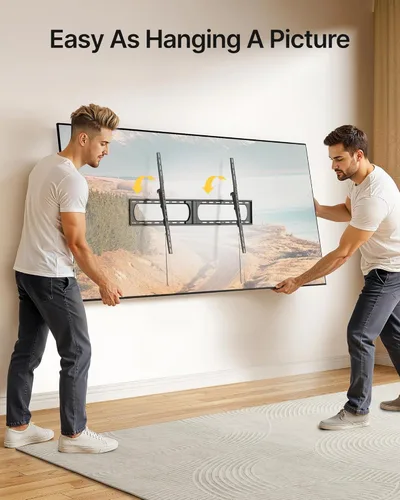 Vista 9 de monTEK Soporte de pared de TV inclinable resistente para televisores planos y curvos extra grandes de 37-140 pulgadas de hasta 300 libras, 4 pruebas