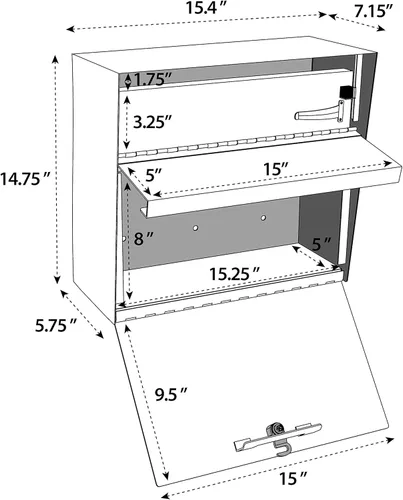 Vista 10 de Mail Boss 7169 Buzón de Seguridad Metro con Cerradura para Montaje en Pared, Blanco Alpino