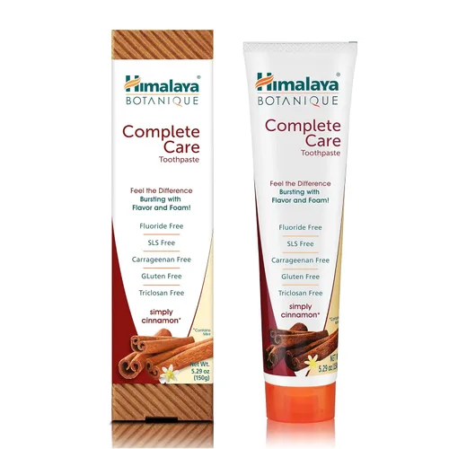 Himalaya Botanique Complete Care - Pasta de dientes, a base de hierbas, sabor a canela, combate la placa, refresca el aliento, sin flúor, sin