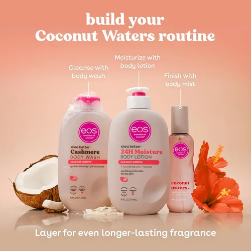 Vista 6 de eos Spray corporal de cachemira, aguas de coco, spray corporal para mujeres, niebla para el cabello, perfume de coco, hidratante, ácido hialurónico