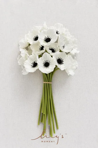 Vista 4 de Ling's moment Flores de amapola artificiales, amapolas de seda sintética para ramo de bricolaje, flores falsas a granel para centros de mesa