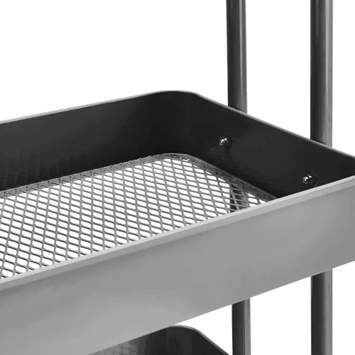 Vista 3 de Yaxa Basics - Carrito de servicio o de cocina de 3 niveles, con ruedas, con cerradura, almacenamiento multifuncional, color carbón