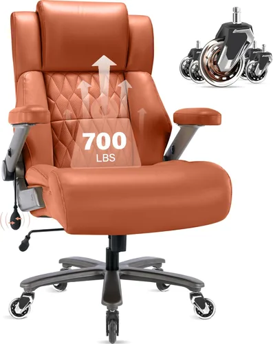 Vista 10 de Silla de oficina grande y alta de 700 libras, soporte lumbar ajustable, brazos abatibles 3D, base de metal resistente y ruedas, silla de escritorio
