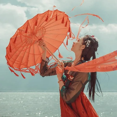 Vista 7 de TFLBANGEL 33 Rainproof Windproof Handmade Chinese Oiled Paper Umbrella Parasol Classical Painting Dancing Props Retractable Plum Blossom Umbrella