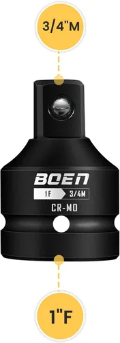 Vista 2 de BOEN Adaptador de enchufe de impacto de 1 "F a 3/4 "M, acero Cr-Mo, juego de adaptadores de enchufe para conversiones de controlador de impacto