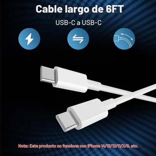 Vista 5 de Cargador de carga rápida para iPhone 17, 16, 15, paquete de 20 W, Apple iPad, USB C, bloque Chrager de pared con cable USB C a C de 6 pies para Negro