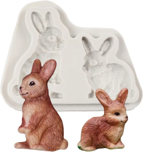Molde de silicona de conejo para fondant, molde de caramelo de chocolate para decoración de pasteles, decoración de cupcakes, pasta de goma de