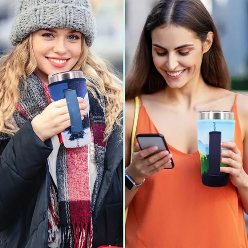 Vista 5 de Mangas aisladas de neopreno con asa para vasos de 30 a 32 onzas, funda reutilizable para tazas de café helado para tazas de café XL de 38-42 onzas