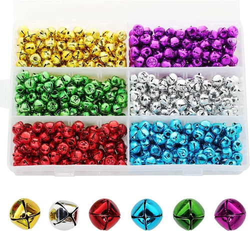 Vista 8 de 300 cascabeles con caja de almacenamiento, mini campanas pequeñas, campanas de manualidades, campanas de bricolaje para corona, Navidad, decoración