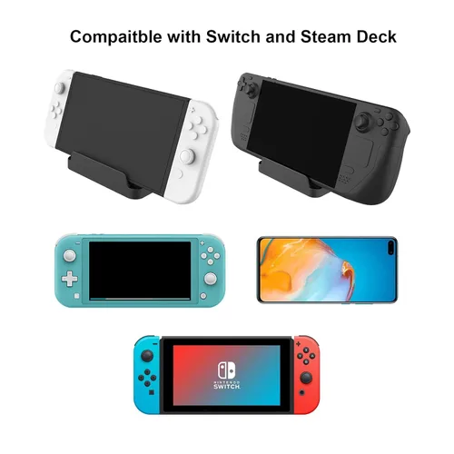 Vista 2 de Stand Base Compatible with Valve Steam Deck 2021, Steam Deck Accessories Holder Stand - Black