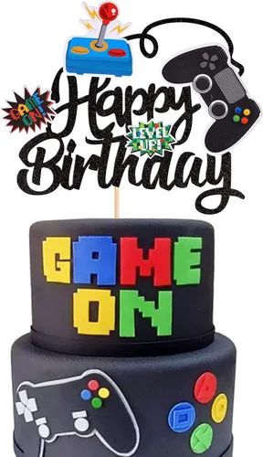 Vista 10 de 36 piezas de decoraciones para cupcakes de videojuegos ensambladas, controladores Game On, palillos para cupcakes, decoraciones de pastel GamePad