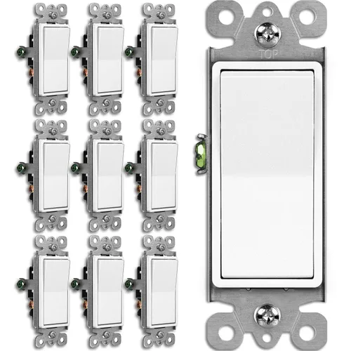 Vista 9 de BESTTEN Paquete de 30 interruptores decorativos de pared de un solo polo, 15 A, 120/277 V, interruptor de pared de paleta, interruptor basculante