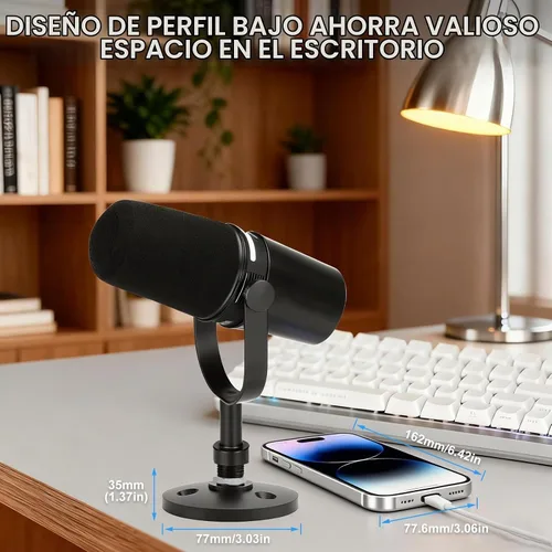 Vista 6 de Soporte de micrófono de escritorio para Shure MV7/MV7+
