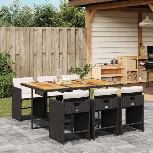 Vista 15 de Beige 5-Piece Outdoor Patio Dining Set with Foldable Chairs Cream Cushions Poly Rattan Furniture for Compact Storage Garden Backyard Balcony Use