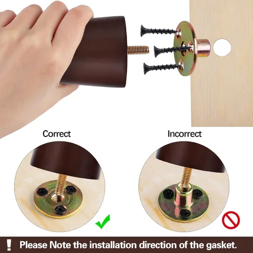 Vista 5 de TURSTIN 8 patas redondas para muebles de 3 pulgadas, patas redondas de madera maciza con tuercas en T M8, patas de sofá, patas de repuesto