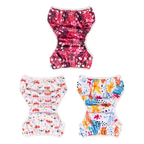 Vista 90 de Alva, Pañales de bebé para nadar, paquete de 2 unidades, talle único, reutilizable, lavable y ajustable de 0 a 36 meses. Tamaño de 10 a 40 lbs