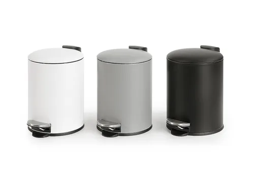 Vista 4 de SunnyPoint Bote de basura de 0.8 galones con cubo interior de plástico baño, oficina, cocina y dormitorio con paso y cierre lento (gris)