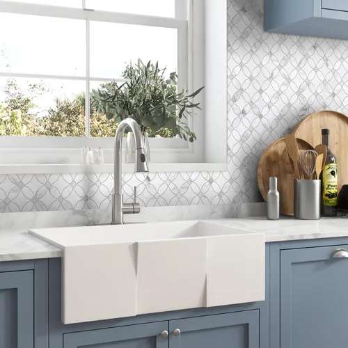 Vista 5 de SUNWINGS Azulejos Autoadhesivos de Moneda de Despegar y Pegar de 10 Hojas con Chorro de Agua para Salpicadero, Paneles de Pared de Mármol Blanco