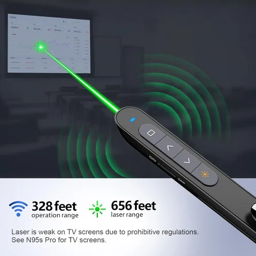 Vista 2 de Norwii N76 Recargable Presentación Clicker, Control Remoto de Presentación de Largo Alcance, Presentador Inalámbrico, Puntero para Presentaciones