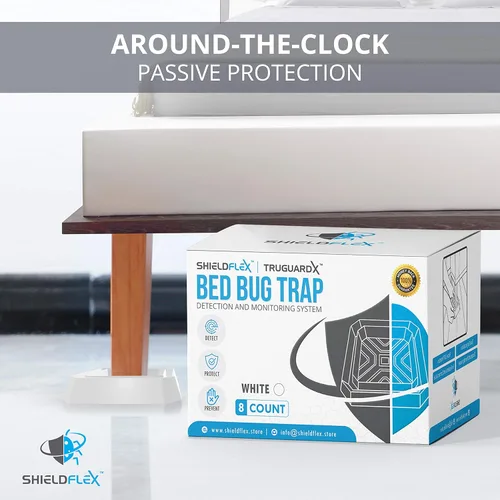 Vista 6 de Trampa para insectos de cama, paquete de 8 TruGuard X Interceptores de insectos de cama (blanco) Trampas ecológicas para patas de cama
