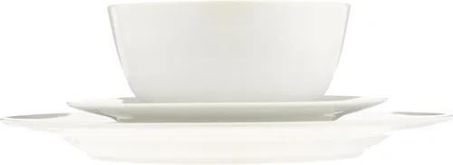 Vista 6 de Amazon Basics Juego de vajilla de cocina, apto para microondas y lavavajillas, platos, cuencos, servicio para 6, 18 piezas, color blanco