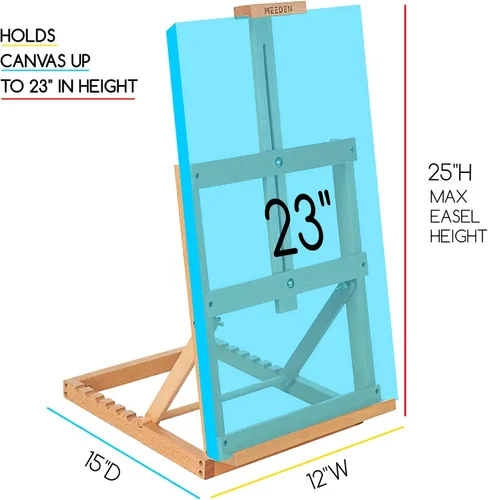 Vista 2 de MEEDEN Caballete de Madera con Marco en H para Estudio de Mesa Resistente - Caballete de Madera de Escritorio de Mesa Ajustable de Madera de Haya