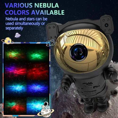 Vista 3 de Proyector de Estrellas de Astronauta Luz de Galaxia con Temporizador y Control Remoto, Proyector de Luz Nocturna Estrellada Ajustable de 360°