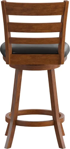 Vista 5 de Taylor & Logan Zayne Classic - Taburete giratorio de madera con asiento de piel sintética, roble antiguo/negro