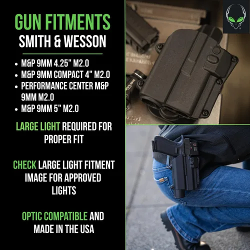 Vista 2 de Alien Gear Rapid Force - Funda OWB de nivel 2 – Deslizador de cinturón de bloqueo – Mano derecha – Compatible con modelos Sig Sauer y Glock – Sin