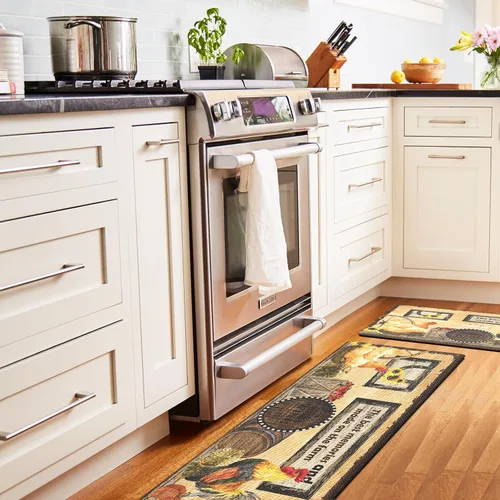 Vista 7 de KIMODE Juego de 2 tapetes de cocina antifatiga, estilo granja, estilo gallo, antideslizantes, impermeables, tapete ergonómico acolchado cómodo